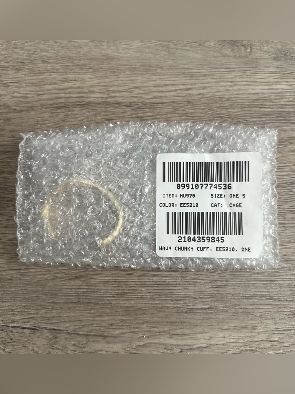 Madewell Organic Wavy Chunky Cuff Bracelet Polished V-Front Gold Tone Zinc Band - Picture 2 of 5